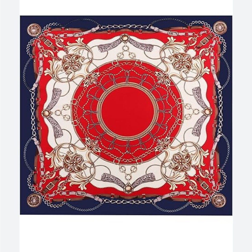 Elegant vintage style Red and Blue Scarf
